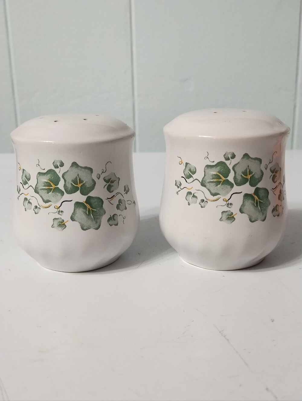 Vintage Corning Callaway Ivy Ceramic Salt and Pepper Shakers